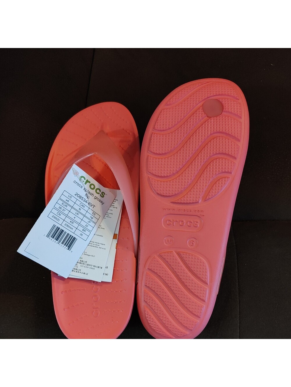 Crocs Splash Women's Size 6 Shoes Orange Slides Comfort Casual Flip Flop Sandals